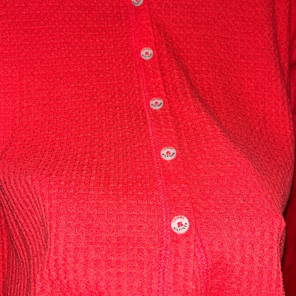🟪Firm Price🟪 Tommy Hilfiger Tie-Hem V-Neck orange Top - Picture 14 of 17